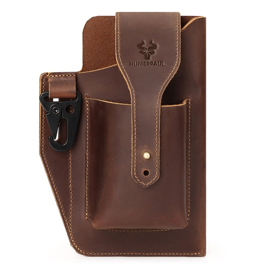 HUMERPAUL Retro Keychain Wears Belt Leather Mobile Phone Bag Men Waist Bag, BP717 (Coffee)