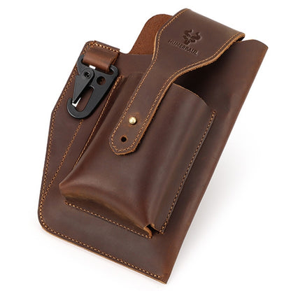 HUMERPAUL Retro Keychain Wears Belt Leather Mobile Phone Bag Men Waist Bag, BP717 (Coffee)