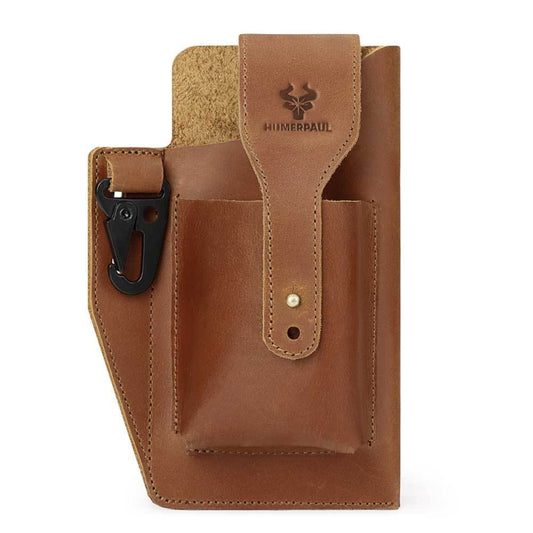 HUMERPAUL Retro Keychain Wears Belt Leather Mobile Phone Bag Men Waist Bag, BP717 (Light Brown)