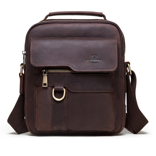 HUMERPAUL Men Leather Cross-Body Bag Shoulder Bag, MH577 (Brown)