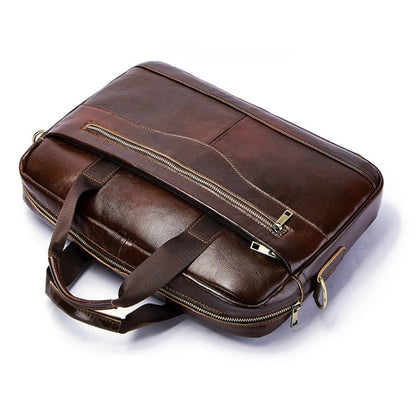 HUMERPAUL Men Leather Meter Bag Retro Messenger Bag Handbag Shoulder Bag, MH509 (Brown)