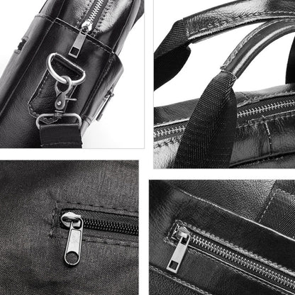 HUMERPAUL Men Leather Meter Bag Retro Messenger Bag Handbag Shoulder Bag, MH509 (Black)