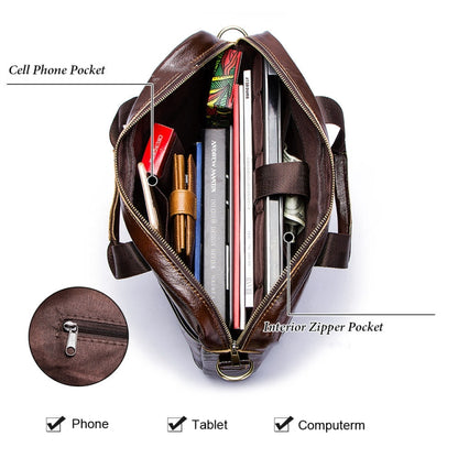 HUMERPAUL Men Leather Meter Bag Retro Messenger Bag Handbag Shoulder Bag, MH509 (Brown)