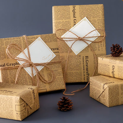 10pcs Retro Cowhide English Newspaper Gift Flower Packaging Material