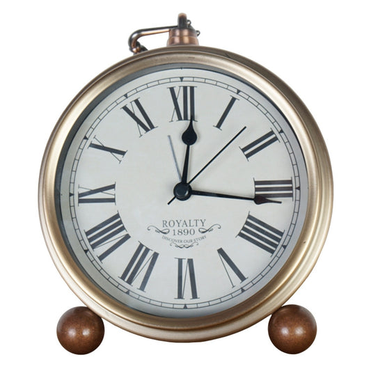 Retro Iron Alarm Clock Simple Desktop Quartz Clock, Roman Number