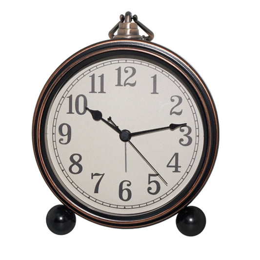 Retro Iron Alarm Clock Simple Desktop Quartz Clock, Black