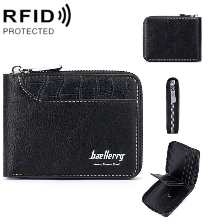 Baellerry D5101 RFID Anti-theft Spliced Short Wallet Retro Multi-card Zipper Coin Purse