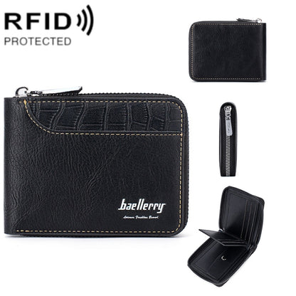 Baellerry D5101 RFID Anti-theft Spliced Short Wallet Retro Multi-card Zipper Coin Purse