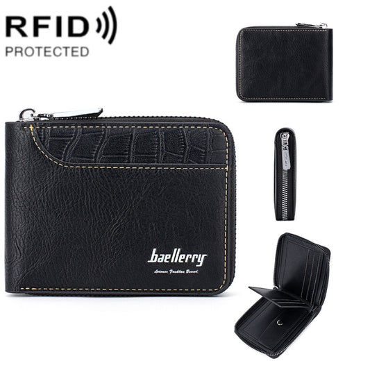 Baellerry D5101 RFID Anti-theft Spliced Short Wallet Retro Multi-card Zipper Coin Purse