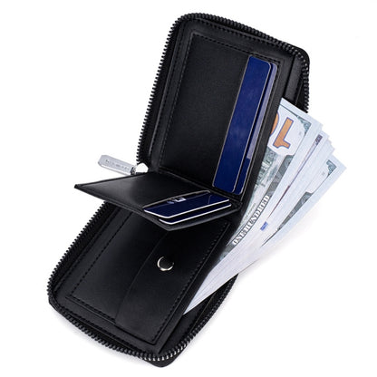 Baellerry D5101 RFID Anti-theft Spliced Short Wallet Retro Multi-card Zipper Coin Purse