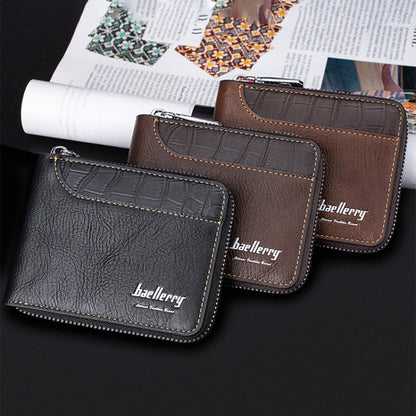 Baellerry D5101 RFID Anti-theft Spliced Short Wallet Retro Multi-card Zipper Coin Purse