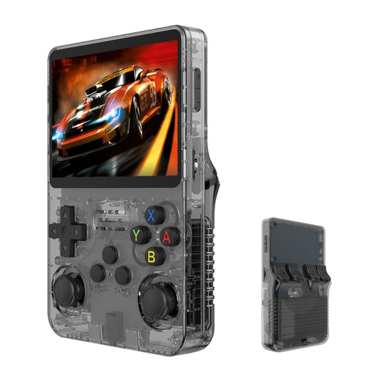 R36S Retro Handheld Game Console Linux System 3.5-Inch Screen Double TF Card Version, 128G Gray Transparent