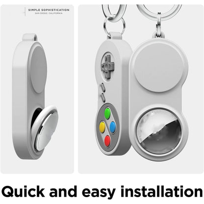For AirTag Tracker Retro Game Console Shape Silicone Case with Carabiner