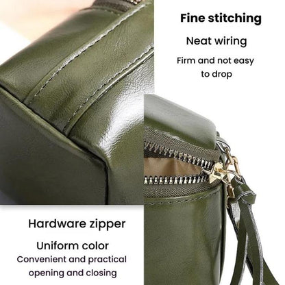 Oil Wax PU Leather Portable Bucket Bag Mini Retro Lipstick Earphone Bag Small Objects Storage Coin Purse