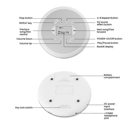 Kecag Mini Portable CD Player Walkman Study and Repeat Retro MP3 Music CD Player, KC-707