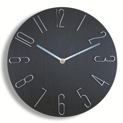 12 Inch Frameless Minimalist Wall Clock Silent Modern Quartz Clock compatible with Living Room, Bedroom, Kitchen, Black
