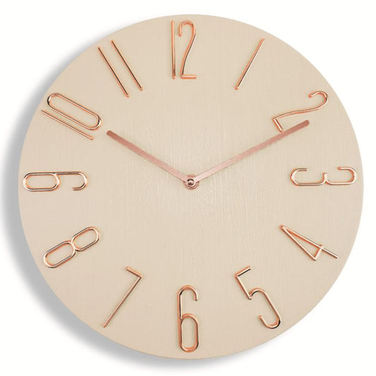 12 Inch Frameless Minimalist Wall Clock Silent Modern Quartz Clock compatible with Living Room, Bedroom, Kitchen, Wood Grain