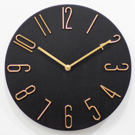 12 Inch Frameless Minimalist Wall Clock Silent Modern Quartz Clock compatible with Living Room, Bedroom, Kitchen, Black Gold