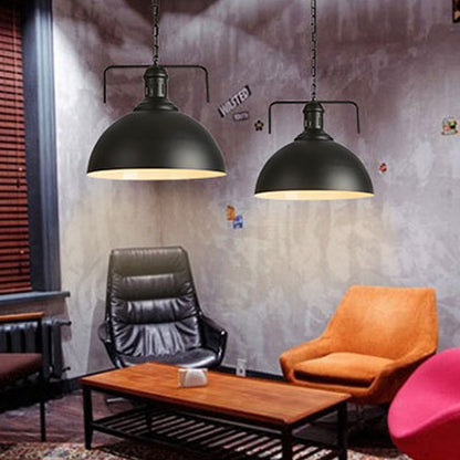 Retro Industrial Pendant Light Creative Single Head Iron Art Hanging Lamp E27 Bulb Perfect compatible with Kitchen Dining Room Bedroom Living Room, Warm White