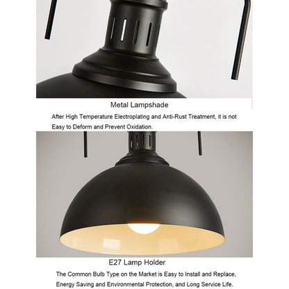 Retro Industrial Pendant Light Creative Single Head Iron Art Hanging Lamp E27 Bulb Perfect compatible with Kitchen Dining Room Bedroom Living Room, Cold White
